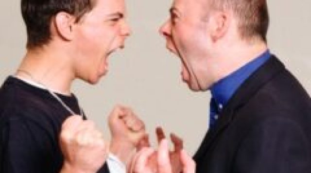 Father and son shouting