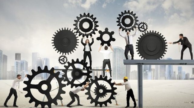 Teamwork of businesspeople